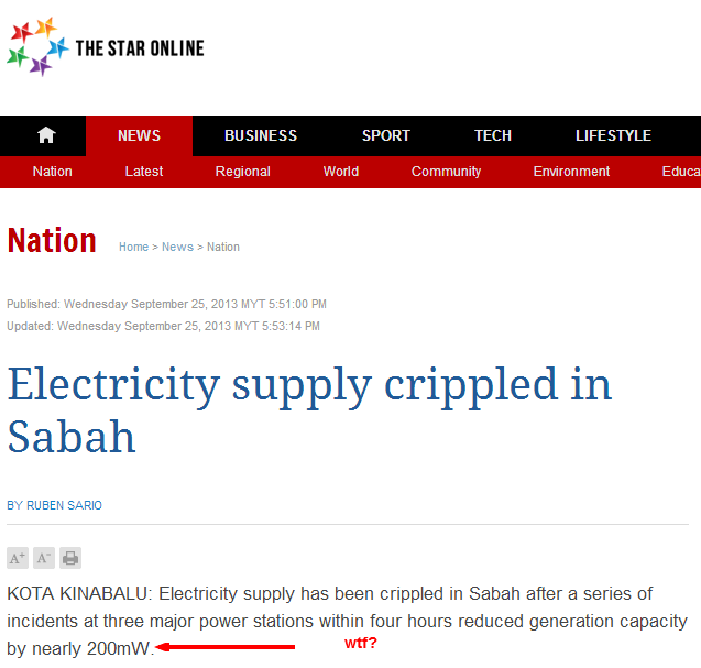 Electricity supply crippled in Sabah   Nation   The Star Online