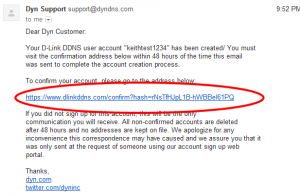 Dlink DDNS confirmation email