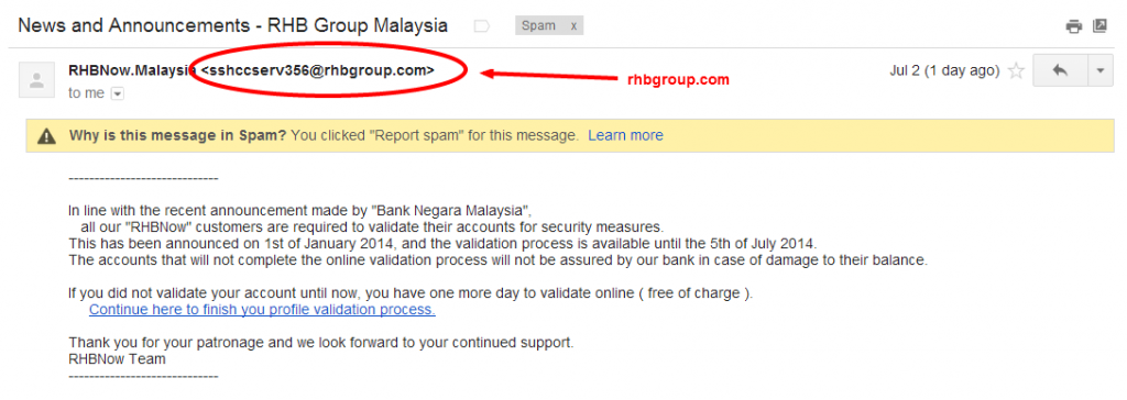 Email from RHB Group
